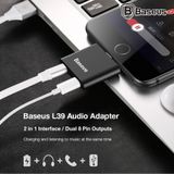  Bộ chia cổng Lightning 1 thành 2 Baseus L39 cho iPhone 7/ iPhone 8/ iPhone X ( Lightning HUB - Giải pháp vừa nghe nhạc vừa sạc pin hoặc đồng bộ dữ liệu) 