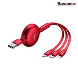  Cáp sạc dây rút Baseus Little Octopus LV389 tích hợp 3 đầu Type C/Micro USB/Lightning (3A , 1M) 