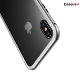  Ốp lưng nam châm Baseus Magnetic Metal Bumper Case cho iPhone X (Khung kim loại siêu bền, chống va đập - Mặt lưng kính cường lực) 