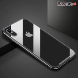  Ốp lưng nam châm Baseus Magnetic Metal Bumper Case cho iPhone X (Khung kim loại siêu bền, chống va đập - Mặt lưng kính cường lực) 