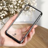  Ốp lưng trong suốt chống sốc viền si Crome màu Baseus Minju Case LV227 cho iPhone X (Luxury Plating Hard Plastic PC Phone Case) 