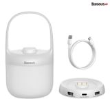  Đèn ngủ pin sạc mini Baseus Moon White Series - Knob Stepless Dimming (1800mAh, Điều chỉnh cường độ và Tone màu ánh sáng, Portable Lamp) 