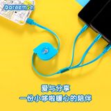  Cáp Dây Rút Đa Năng 3-in-1 USB to M+L+C ROCK Doraemon 3A (1M, 480Mbps, Retractable Data Cable) 