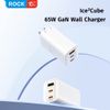 Củ Sạc Nhanh 2C+1A ROCK Ice²Cube 65W (9-Layer Safety Protection) 
