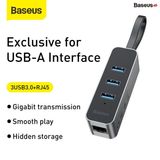  Bộ HUB chuyển đổi đa dụng Baseus Steel Cannon Series HUB Adapter ( USB A to USB3.0*3 + RJ45 LAN Network Connector) 