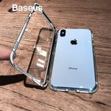  Ốp lưng nam châm Baseus Magnetic Metal Bumper Case cho iPhone XS/ XR/ XS Max (Khung kim loại siêu bền , chống va đập - Mặt lưng kính cường lực ) 