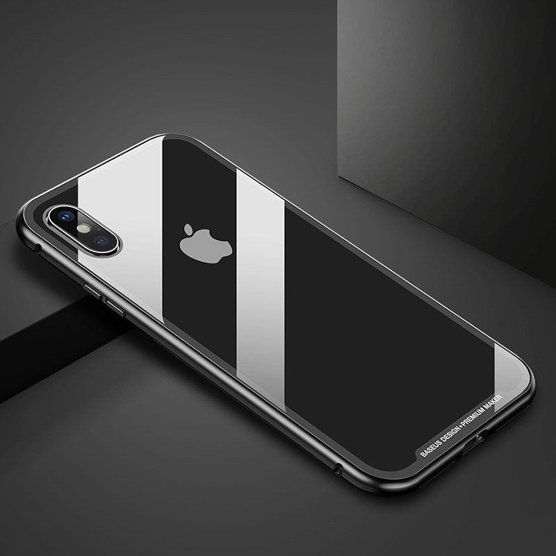  Ốp lưng nam châm Baseus Magnetic Metal Bumper Case cho iPhone XS/ XR/ XS Max (Khung kim loại siêu bền , chống va đập - Mặt lưng kính cường lực ) 