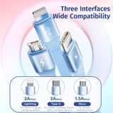  Cáp Sạc Nhanh 3-In-1 ROCK Doraemon USB TO L+M+C Retractable Cable (3.5A, 1.1M) 