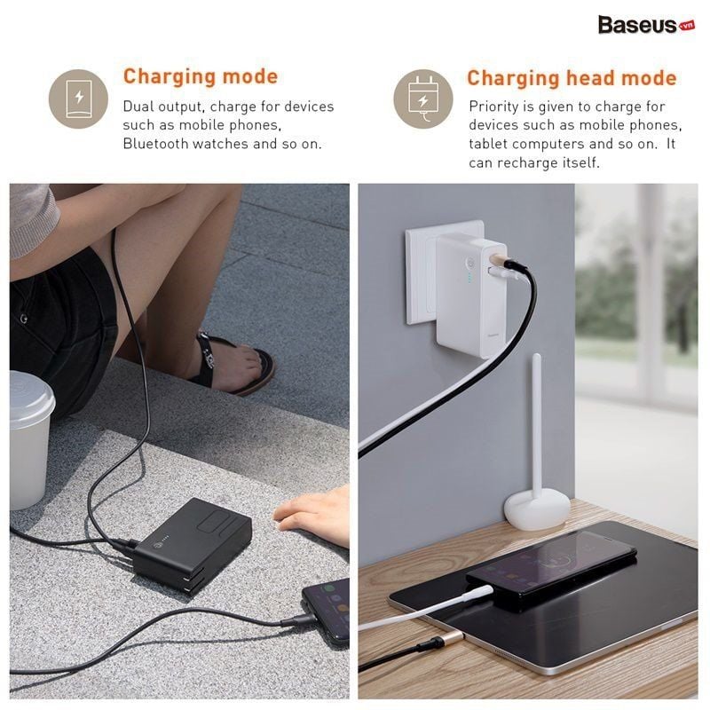  Bộ sạc nhanh tích hợp pin dự phòng Baseus Power Station 2in1 10000mAh PD3.0/ QC3.0 (18W Type C and USB Double Quick Charge, Travel Charger & Powerbank) 