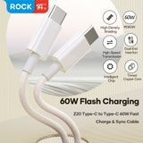  Cáp Sạc Nhanh C to C ROCK Z20 60W (1M, Nylon Braided) 