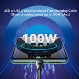  Cáp Sạc Nhanh Đa Năng USB to L+M+C ROCK Touch Series 100W/3.5A (1.2m) 