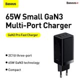  Bộ Sạc Nhanh Baseus GaN3 Pro Fast Charger 2C+U 65W & Baseus Xiaobai Type-C to Type-C 100W 