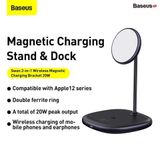  Đế giữ điện thoại magsafe kiêm sạc không dây dành cho các dòng iPhone 12 Baseus Swan 2-in-1 Wireless Magnetic Charging Bracket 20W 