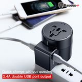  Bộ sạc chân cắm xoay đa năng Baseus Rotation Type Universal 2 Port USB 2.4A (US/ UK/ EU/ AU, Universal USB Travel Charger/ Adapter) 