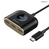  Bộ HUB chia cổng USB Baseus Square Round 4 in 1 ( Type C/ USB 3.0  to USB3.0*1+USB2.0*3 Smart Adapter) 