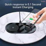  Đế sạc nhanh không dây Baseus Simple 2 in 1 Wireless Charger 15W cho iPhone và Airpods (15W, Wireless Quick charger) 