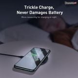  Đế sạc nhanh không dây 15W Baseus Simple Wireless Charger cho iPhone/Samsung/Xiaomi/ Huawei (15W,  2020 Upgraded Version Wireless Quick charger) 
