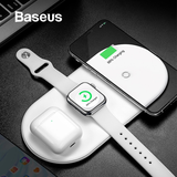  Bộ sạc không dây Baseus Smart 3 in 1 Wireless Charger For Phone, Apple Watch, Airpods (18W Max, Wireless Quick Charger) 