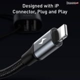  Cáp sạc Lightning tích hợp cổng chia USB 2 port Baseus Special Data Cable LV720 for Backseat (USB to iP+Dual USB, Cấp nguồn mở rộng cho ghế sau trên ô tô) 