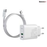  Bộ cốc sạc và dây cáp hỗ trợ sạc nhanh VOOC 4.0 Baseus Speed PPS Quick Charger C+A（With 1m 5A U-C Flash Cable, 30W） 