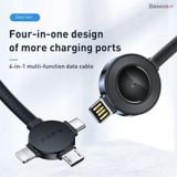  Cáp sạc đa năng tích hợp sạc không dây cho Apple Watch Baseus Star Ring Series 4 in 1 (Type C/Micro/Lightning + Apple Watch Wireless charger, 3A Fast charge, 18cm portable cable) 