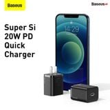  Bộ sạc nhanh, nhỏ gọn Baseus Super Si Quick Charger 20W dùng cho iPhone 12/iP11/XS Max (Type C, 20W/18W, PD/QC3.0 Quick charger) 