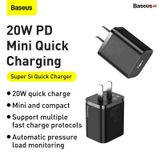  Bộ sạc nhanh, nhỏ gọn Baseus Super Si Quick Charger 20W dùng cho iPhone 12/iP11/XS Max (Type C, 20W/18W, PD/QC3.0 Quick charger) 