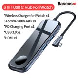  Hub chuyển đa năng tích hợp sạc Apple Watch Baseus Superlative Multifunctional 6 in 1 (Type-C to USB3.0 *2 + HDMI + Audio + PD + iWatch wireless charger) 