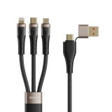  Cáp Sạc Nhanh 3 Đầu ROCK G20 Transparency Series 3 in 2 Multifunctional Fast Charging Cable 