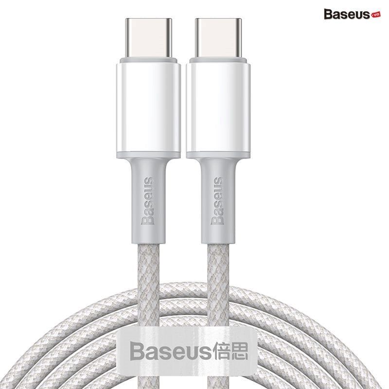  Cáp sạc nhanh siêu bền C to C Baseus High Density Braided PD 100W (5A/20V, E-marker Chip, Type C to Type C Fast Charging Data Cable) 