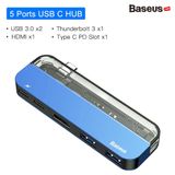  Bộ Hub đa năng Baseus Transparent Series 5 in 1 Multifunctional HUB dùng cho Macbook/iPad Pro ( Single Type-C to Type-C*2+USB3.0*2+HDMI) 