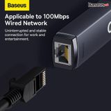  Hub Chuyển Đổi Kết Nối Baseus Lite Series Ethernet Adapter USB-A to RJ45 LAN Port (100Mbps/1000Mbps Aluminum Alloy) 