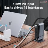  Hub chuyển đa năng Baseus Working Station 16 in 1 Multifunctional (Type C*4 / HDMI / VGA / RJ-45 Gigabit / SD,TF Card / USB3.0*3/ USB2.0*2/ Audio AUX 3.5mm/ DC 12V) 