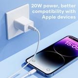  Combo Củ Sạc Nhanh 1C Kèm Cáp C to Lightning ROCK T18 20W (Work with MFi certified PD fast charging cable) 