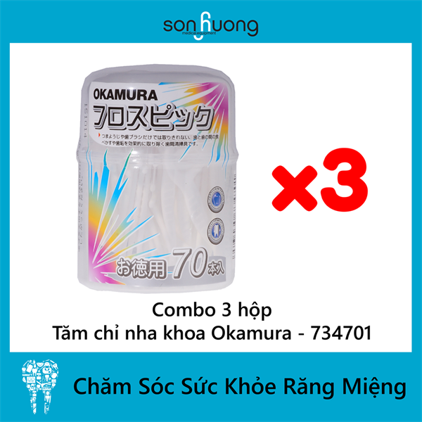 Combo Tăm chỉ nha khoa Okamura 70P - 734701 (3 gói)