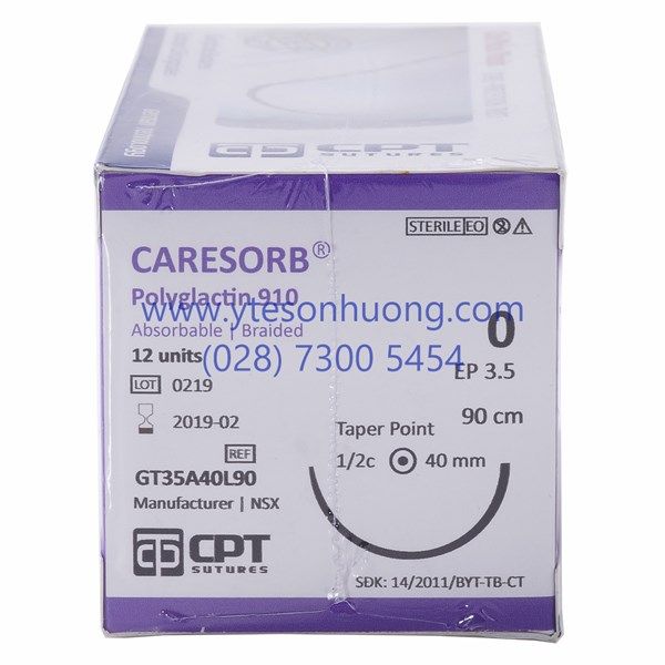 Chỉ CPT Caresorb Polyglactin 910 số 0 GT35A40L90
