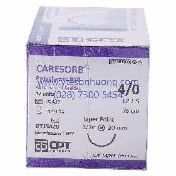 Chỉ phẫu thuật CPT Caresorb Polyglactin 910 4/0 GT15A20