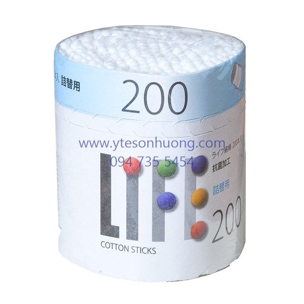 Tăm bông Life hộp giấy 200 chiếc (8079) hộp giấy thay thế - 4976558000570