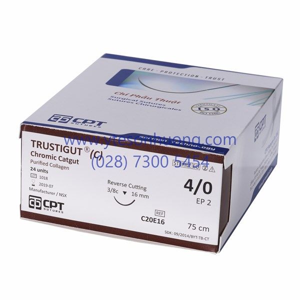 Chỉ phẫu thuật CPT Plain Catgut 4/0 N20A26 tan nhanh tự nhiên Trustigut