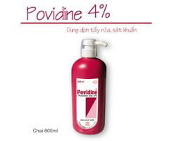 Dung dịch sát khuẩn Povidine 4% 800ml (đỏ,có vòi)