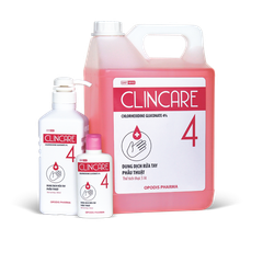 Dung dịch rửa tay sát khuẩn Clincare4 : Chlorhexidine Gluconate 4%(can 5 lít)