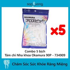 Combo Tăm chỉ nha khoa Okamura 90P - 734909 (5 gói)