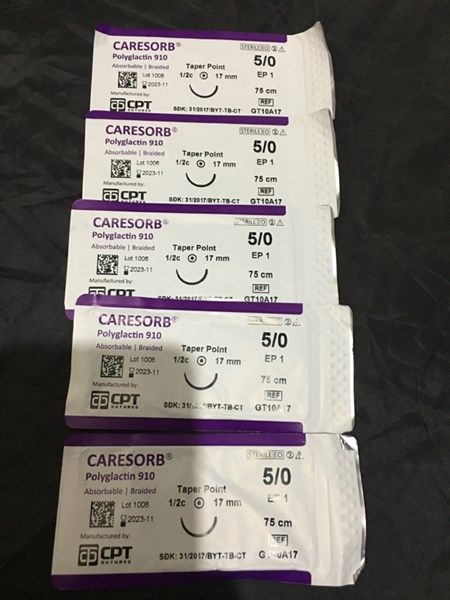 Chỉ phẫu thuật CPT Caresorb Polyglactin 910 5/0 GT10A17