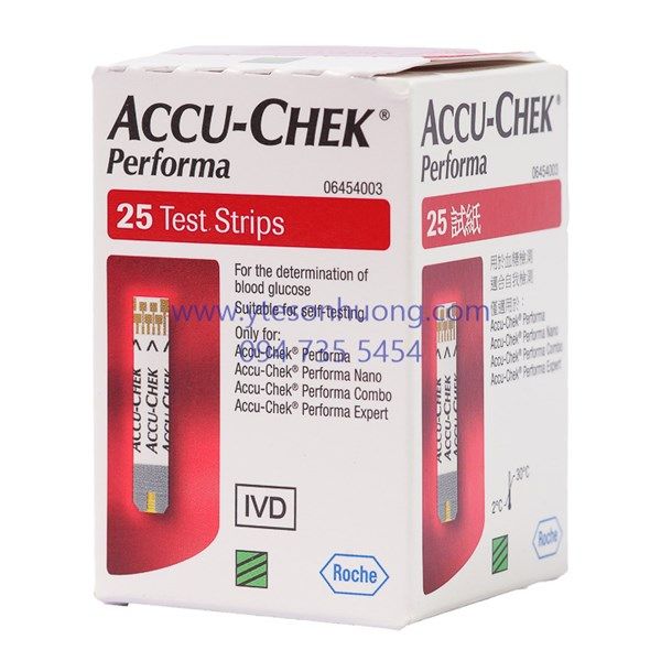 Que thử đường huyết Accuchek Performa 25 (lọ 25 que)