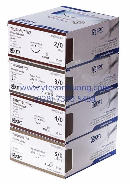 Chỉ phẫu thuật CPT Chromic 2/0 C30E24 Dài 75 cm, kim tam giác, Dài 24 mm, 3/8c