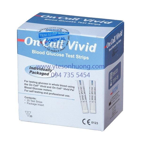 Que thử đường huyết On Call Vivid (hộp 25 que)