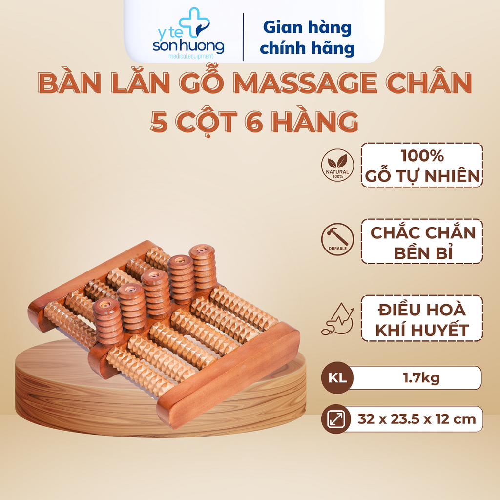 Bàn lăn gỗ massage chân 5x6