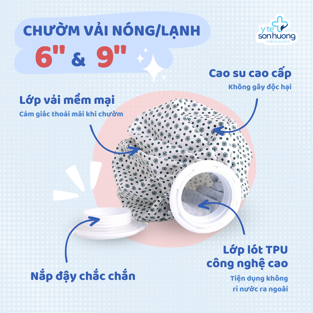 Túi chườm lạnh vải 6 inches (chấm bi)