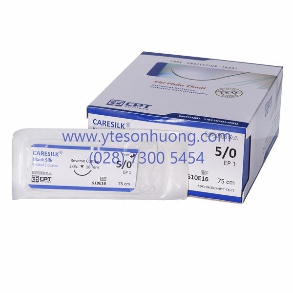 Chỉ phẫu thuật CPT Silk 6/0 S07D13 Dài 75 cm, kim tam giác, dài 13 mm, 1/2c