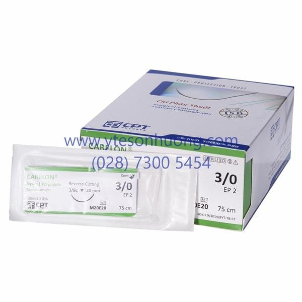 Chỉ phẫu thuật CPT Nylon 2/0 M30E26 Dài 75 cm, kim tam giác, dài 26 mm, 3/8c